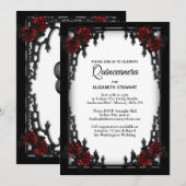 Rode Rose Gotische Quinceanera IJzeren Poort Wit Kaart (Voorkant / Achterkant)