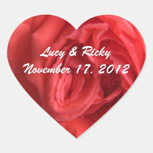 Rode Rose Hart Envelop-Seal Sticker Sjabloon (Voorkant)