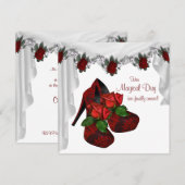 Rode Rose Hoge Hak Schoenen Quinceanera Kaart (Voorkant / Achterkant)