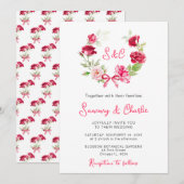 Rode Rose Krans Ribbon bruiloft Kaart (Voorkant / Achterkant)