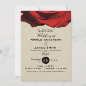 Rode Rose Moderne Rustieke Kraft Glam Elegante bru Kaart (Voorkant)