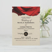 Rode Rose Moderne Rustieke Kraft Glam Elegante bru Kaart (Staand voorkant)