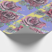 Rode Rose Paarse lentebloemen Waterverf Cadeaupapier (Hoek)