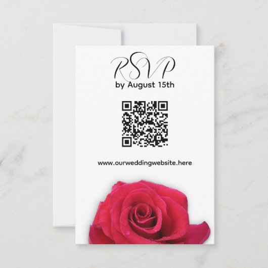 Rode Rose QR-code Wedding Response Kaart (Voorkant)