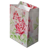 Rode Rose Rozen Aquarel Bloem Bloem Roze Medium Cadeauzakje (Achterkant Gekanteld)