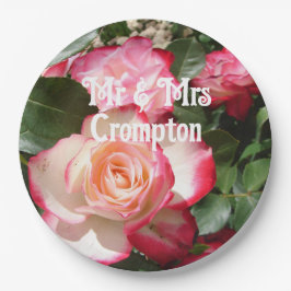 Rode Rose Rozen bloemenfoto Trouwballon Papieren Bordje