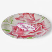 Rode Rose Rozen Bloempatroon Papier Party Bord (Gekanteld)