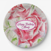 Rode Rose Rozen Bloempatroon Papier Party Bord (Voorkant)