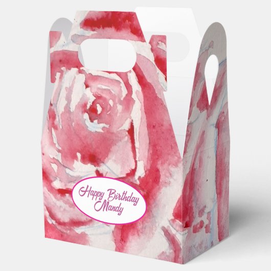 Rode Rose Rozen Bloempatroon Papier Party Bord Bedankdoosjes (Geopend)