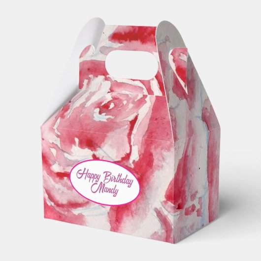 Rode Rose Rozen Bloempatroon Papier Party Bord Bedankdoosjes (Voorkant Zijde)