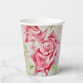 Rode Rose Rozen Bloempatroon Papier Party Bord Papieren Bekers (Achterkant)
