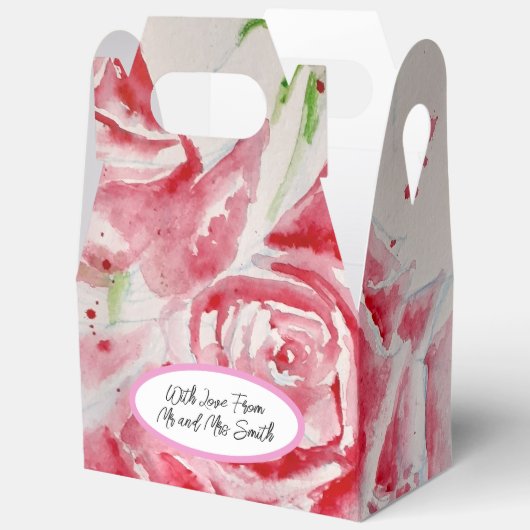 Rode Rose Rozen Bloempatroon Waterverf bruiloft Bedankdoosjes (Open)