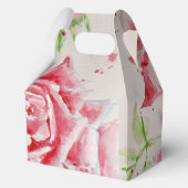 Rode Rose Rozen Bloempatroon Waterverf bruiloft Bedankdoosjes (Achterkant)