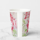 Rode Rose Rozen Bloempatroon Waterverf bruiloft Papieren Bekers (Links)
