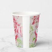 Rode Rose Rozen Bloempatroon Waterverf bruiloft Papieren Bekers (Rechts)