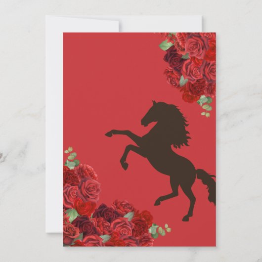 Rode Rose Rustieke Elegante Charro Quinceañera Kaart (Achterkant)