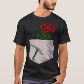 Rode Rose Stijlvolle Leuke Pocket Voor Mannen en V T-shirt (Voorkant)