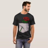 Rode Rose Stijlvolle Leuke Pocket Voor Mannen en V T-shirt (Voorkant volledig)