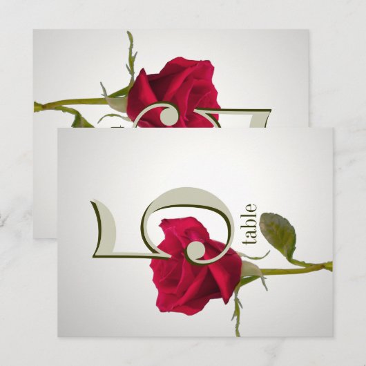 Rode Rose Tafel Nummer Kaart (Voorkant / Achterkant)