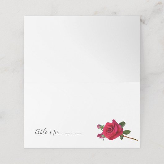 Rode Rose Trouwplaats Escort Kaarten Staande Plaatskaartje (Buitenkant ongevouwen)