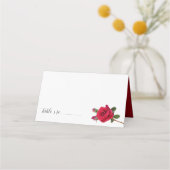 Rode Rose Trouwplaats Escort Kaarten Staande Plaatskaartje (Voorkant)