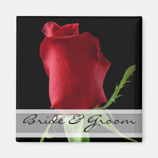 Rode Rose Wedding Stickers Aanpassen voor elk even Magneet (Voorkant)