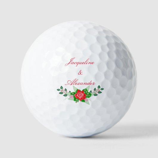 Rode Rose Wedding Theme Party Favor Golf Balls Golfballen (Voorkant)