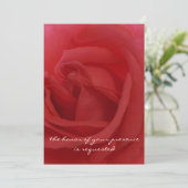 Rode Rose Wedding Uitnodiging (Staand voorkant)