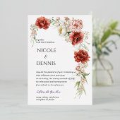 Rode Rose Wedding Uitnodiging (Staand Voorkant)