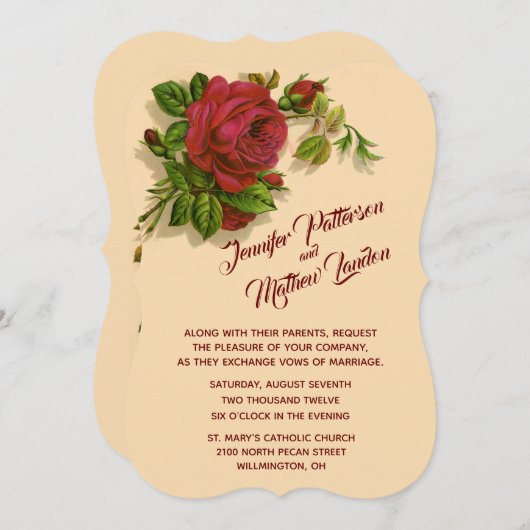 Rode Rose Wedding Uitnodiging (Voorkant / Achterkant)