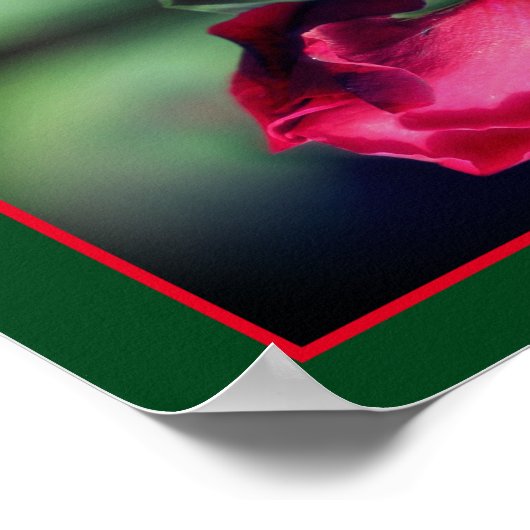 Rode Rosebud Buigspiegel Abstract Poster (Hoek)