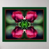 Rode Rosebud Buigspiegel Abstract Poster (Voorkant)