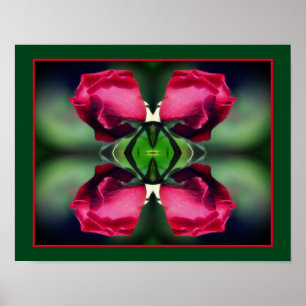 Rode Rosebud Buigspiegel Abstract Poster