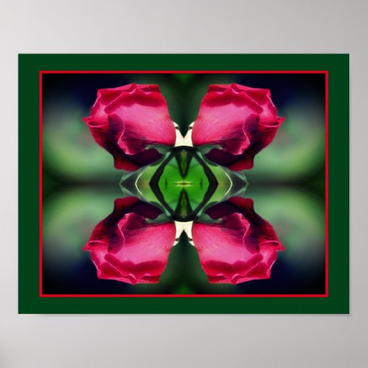 Rode Rosebud Buigspiegel Abstract Poster (Voorkant)