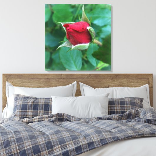 rode rosebud canvas afdruk (Insitu (Slaapkamer))