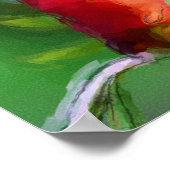 Rode Rosebud Flower Waterverf foto schilderen Poster (Hoek)