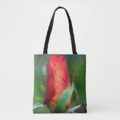 Rode Rosebud Flower Waterverf foto schilderen Tote Bag (Voorkant)