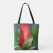 Rode Rosebud Flower Waterverf foto schilderen Tote Bag (Achterkant)