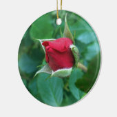 rode rosebud keramisch ornament (Links)