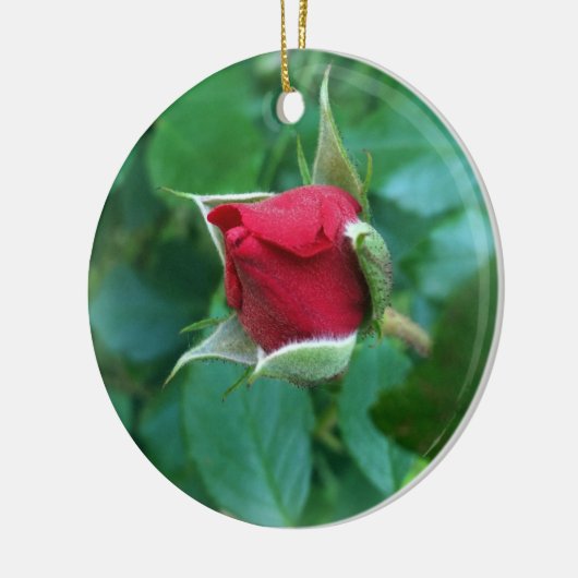 rode rosebud keramisch ornament (Links)