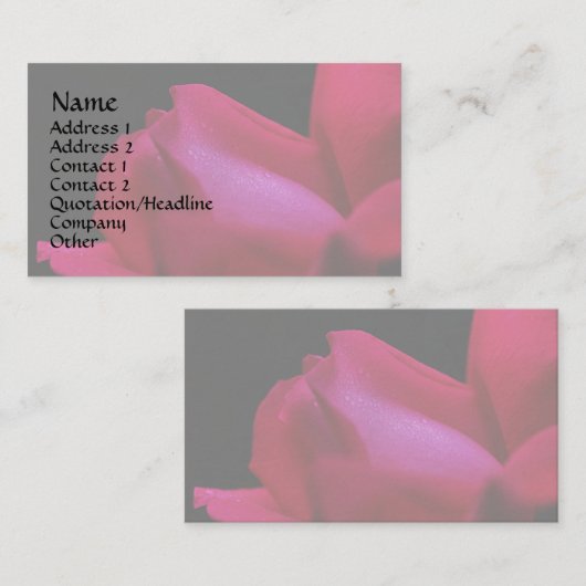 Rode Rosebud Raindrops Floral Visitekaartje (Voorkant / Achterkant)