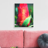 Rode Rosebud Waterverf schilderij Canvas Afdruk (Insitu (Woonkamer))