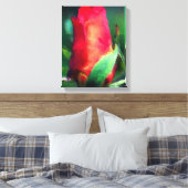 Rode Rosebud Waterverf schilderij Canvas Afdruk (Insitu (Slaapkamer))