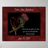 Rode rosebuds Rood Heart Wedding Gift Poster (Voorkant)