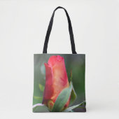 Rode rosebudventilator met gele hooglichten tote bag (Voorkant)