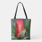 Rode rosebudventilator met gele hooglichten tote bag (Achterkant)