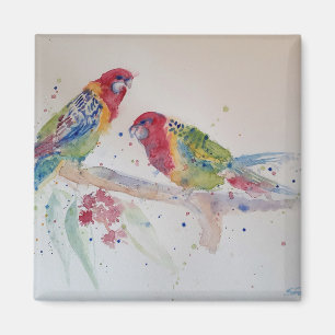 Rode Rosella Papegaai Aquarel Schilderij Magneet