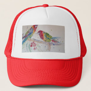 Rode Rosella Papegaai Aquarel Schilderij Trucker Pet