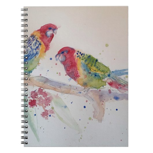 Rode Rosella Papegaai Aquarel Schildering Notitieboek (Voorkant)