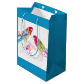 Rode Rosella Parrot Aquarel Schildercomputer Medium Cadeauzakje (Achterkant Gekanteld)